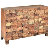 Indian Hand Carved Solid Wood 2 Door & 3 Drawers Carved Sideboard